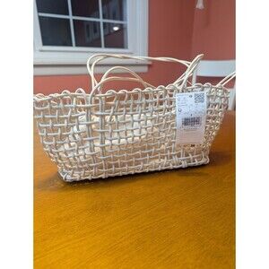 NWT Mango Medium Braided Shoulder Bag Cream